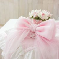 Curtain Bow Pink Bows Yarn Bowknot 2Pcs Beautiful Wedding Decoration Custom Curtains Tie Strap Sweet Bow Pin Bedding Home Decor