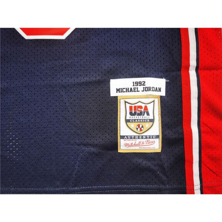 ขายเสื้อผ้าบาสเกตบอลสูง-nba-mitchell-ness-1992-olympic-dream-1-9-michael-jordan-navy-blue-jersey-men-basketball-jerseys