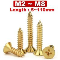 M2M2.5M3 M8 Brass Countersunk Head Phillips Flat Self-tapping Screw Metric Thread Wood Board Screws Fiberboard Furniture GB846