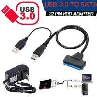 สาย SATA to USB 3 สายแปลง USB to SATA 5Gbps อะแดปเตอร์ USB Serial ATA Cable 3.0 อินเตอร์เฟซ SATA/SATA2/SATA3 หัวต่อ Cable USB SATA3รองรับ2.5/3.5นิ้วSSD/HDD/CD for Desktop disk drive Free adapter 12v 2a