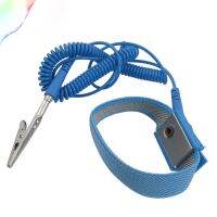 Blue Electronic Alligator Clip Grounding Antistatic Wrist Strap w Cable