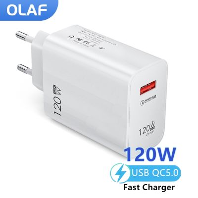 Olaf 120W ระบบชาร์จเร็วเครื่องชาร์จ USB,ที่ชาร์จอะแดปเตอร์ไฟ USB ระบบชาร์จเร็ว3.0สำหรับ Huawei Iphone 14 13 12 Xs Xiaomi