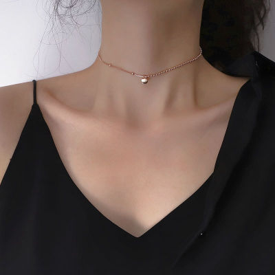 Round Lucky Letter Pendant Necklace 925 Sterling Silver Choker Girlfriend Clavicle Chain Women Fine Jewelry Accessories