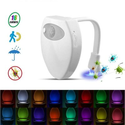 USB Rechargeable Toilet Motion Sensor Light 16 Colors Changing Sensor LED Washroom Night Light Indoor Home Bathroom Toilet Lamp Night Lights