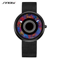 SINOBI Women Fashion Watch Camouflage Purple Dial Creative Quartz Watches Womens Stainless Steel Mesh Band Men WristWatches