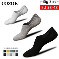 5 Pairs Large Big Size 47,48 Summer Mens Cotton Invisible Boat Socks Silicone Anti Slip Shallow Mouth Breathable Deodorant Socks