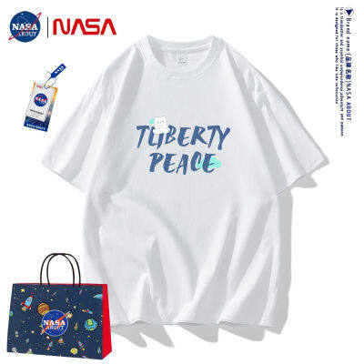 NASA แขนสั้น T เสื้อเชิ้ตผู้ชายฤดูร้อนแบรนด์แฟชั่น 2023 เทรนด์สไตล์ฮ่องกงใหม่ ins เสื้อยืดแขนสั้นชายทรงหลวมแมทช์ง่าย