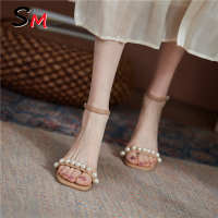 Luxury Pearl Women Sandals Chunky Fashion Woman Shoes Summer 2022 New Designer Party Slippers Slingback Flip Flops Dress Slides