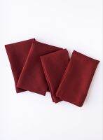 EXTRA LARGE LINEN NAPKIN SET IN WINE RED (4pcs.) ผ้าเช็ดปากลินินสีแดงไวน์ขอบพับธรรมดา