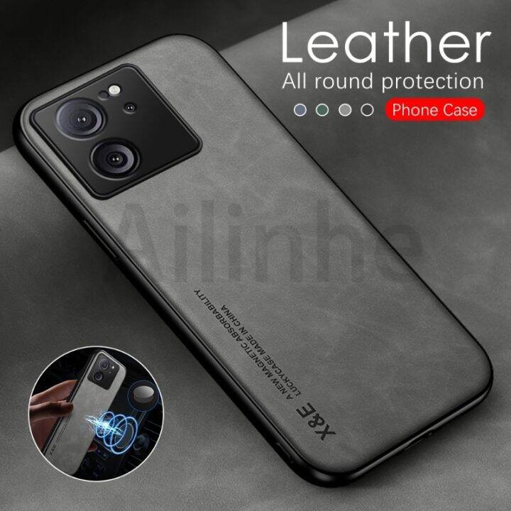 เคส-xiaomi-mi-13t-pro-13t-เคสหนังเรียบง่ายสุดหรูบิ้วอินในตัวสำหรับรถยนต์ฝาแม่เหล็กนิ่มปกป้องโทรศัพท์กันกระแทก