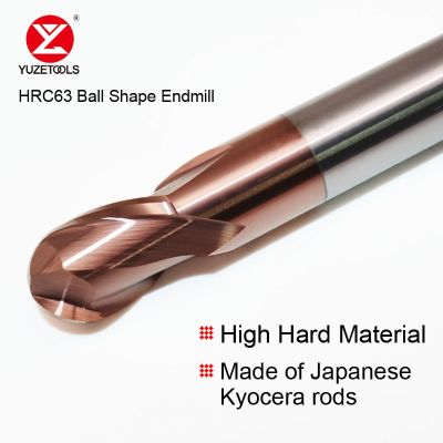 CNC HRC63 2 ขลุ่ยบอลรูปร่างดอกคาร์ไบด์ Endmill R3 R4 R5 พร้อมการเคลือบผิวสําหรับเครื่องตัดมิลลิ่งแข็งเครื่องมือตัด Materail Router