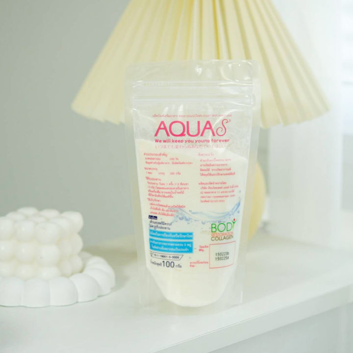 aqua-s-collagen-100-000-mg-คอลลาเจนแท้-100-จากปลาน้ำจืด-บำรุงกระดูก-ข้อต่อ-ผิิวพรรณ-ชนิดชง-ซองละ100กรัม