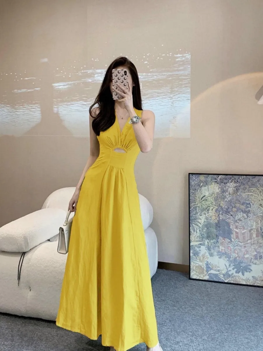 Đầm Maxi Cổ V Dáng Dài Cách Điệu Nữ Tính Đầm dài 118cm | Lazada.vn