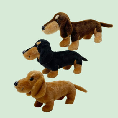 Stuffed Brown Dachshund Toy Black Small Stuffed Simulation Decoration Animals