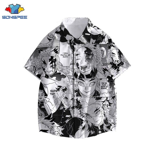 zzooi-anime-demon-slayer-rengoku-kyoujurou-shirt-3d-print-cool-cartoon-many-faces-shirt-summer-casual-mens-oversized-hawaiian-shirts