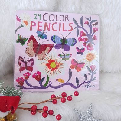 สีไม้ eeBoos Butterflies and Flowers Color Pencils in Tin Box/Set of 24สี ของแท้ กล่องเหล็ก imported USA