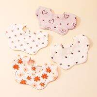 【DT】hot！ 4PC Baby Bib Burp Soft Cotton Adjustable Newborn Feeding Printing Saliva