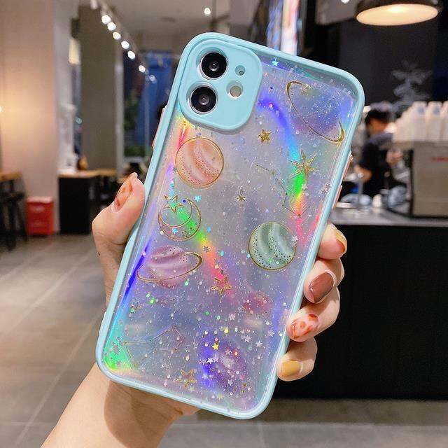 cold-noodles-เลเซอร์การ์ตูน-planet-star-เคสโทรศัพท์สำหรับ-iphone-12-mini-11-pro-max-xr-xs-8-7-plus-x-soft-clear-candy-สี-glitter-powder-cover