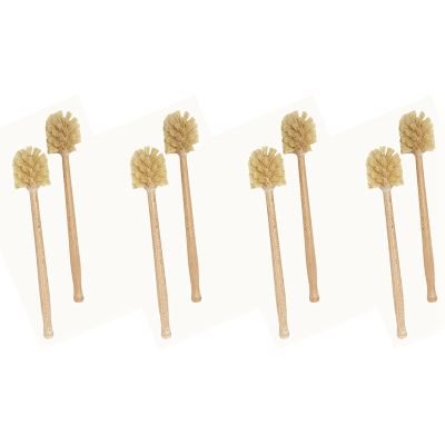 Toilet Brush, 8 Pack Wood Toilet Brush Made of Beechwood, Strong Jute Bristles with 360° Cleaning Power