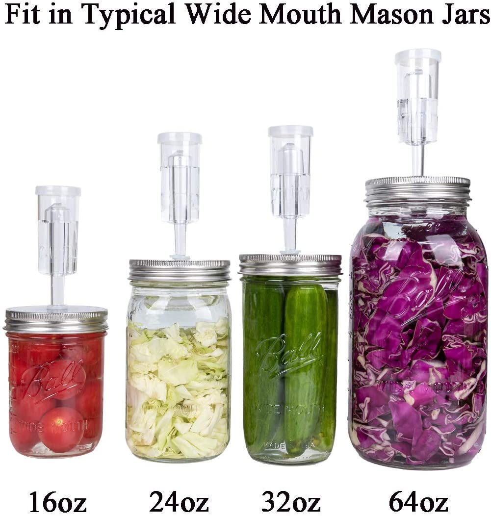 6 Ferment Record Labels 4 Lids+1 Pump 4 Glass Weights Recipe Book Fermentation Kit for Wide Mouth Mason Jars Renewed 