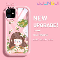 Jlingji เคสสำหรับ iPhone 11 11 Pro 11 Pro Max แฟชั่นผู้หญิงเคสโบว์แบบผูกโบว์ลายดอกไม้มอนสเตอร์ตัวน้อยเคสนิ่มกันรอยขีดข่วนเคสโทรศัพท์โปร่งใส TPU ซิลิกาเจลเลนส์กล้องถ่ายรูปฝาครอบป้องกัน