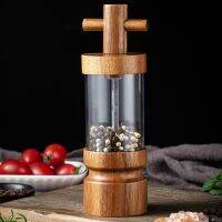 Creative Acacia Wood Pepper Grinder Acrylic Transparent Ceramic Core Pepper Mill Salt and Pepper Shakers Kitchen tools Gadgets