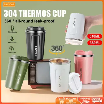 380/510ml Stainless Steel Leakproof Thermos Cup Travel Mug Coffee Cup  Vacuum Flask Creative Outdoor Cup