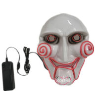 Movie Saw Cosplay LED Light Mask for Adult Kids Halloween Party Cosplay Props High Quality Headgear with Wig