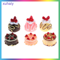 xuhaiy 6pcs dessert 3D เรซิ่นครีมเค้กขนาดเล็กอาหารตุ๊กตาอุปกรณ์เสริม