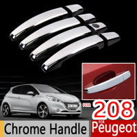 【HOT】 nkvgzl ชุดฝาครอบมือจับโครเมี่ยมสำหรับ Peugeot 208 2012 2013 2014 2015 2016 2017 2018 2019อุปกรณ์เสริมรถยนต์ GTI ที่ใช้งานอยู่