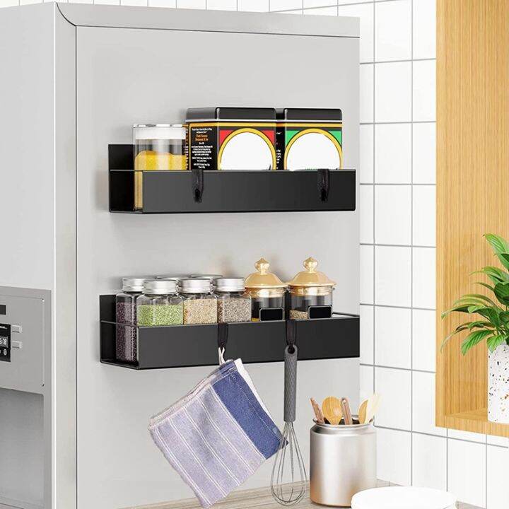 spice-rack-magnetic-fridge-self-adhesive-kitchen-shelf-wall-no-drilling-required-2-pieces-fridge-magnetic-shelf