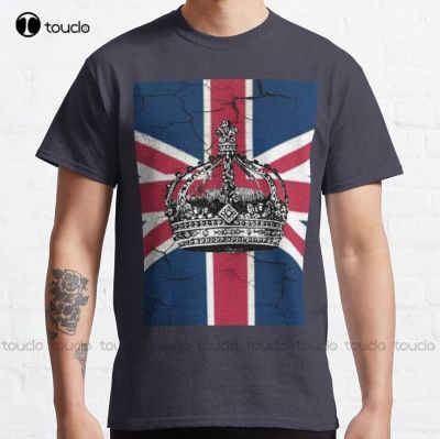British Union Jack Flag Jubilee Vintage Crown Classic T-Shirt Shirt&nbsp;For Men Custom Gift Outdoor Simple Vintag Casual T Shirts