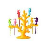 Seahorse / Bird Fruit Fork 6 Pieces of Silicone Fruit Sticks Children Snack Cake Dessert Food Pick Toothpick Party Decor