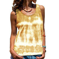 Gradient พิมพ์ O-คอหลวมเสื้อกั๊กสตรี Crop Top Streetwear สำหรับ Club