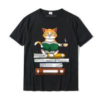 Womens Cat Coffee And Reading Books Kitty T-shirt Camisa T Shirts Tops Shirt For Men Classic Cotton Printing Top T-shirts - lor-made T-shirts XS-6XL