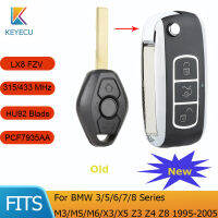 KEYECU ใหม่ประเภท Flip Remote Car Key Fob สำหรับ BMW LX8 FZV HU92 Balde 3ปุ่ม315433MHz ID44ชิป EWS ระบบ