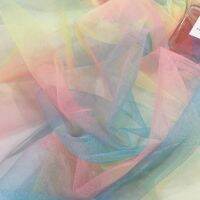 Soft Rainbow Tulle Tutu Hexagon Mesh Yarn Photo Background Cloth Bridesmaid Wedding Christmas Party Decor Supplies Width1.6Meter