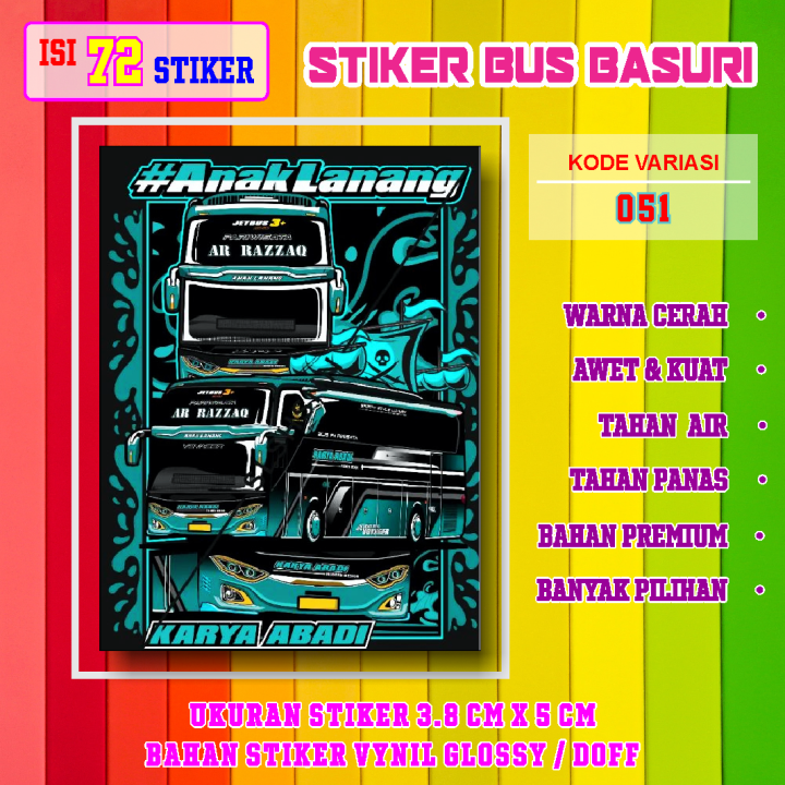 Stiker Bus Basuri ANAK LANANG [051] Isi 72 Pcs Warna Cerah Awet Jelas ...