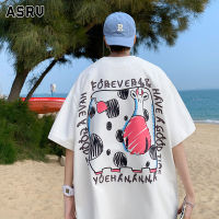 ASRV เสื้อผ้าหลวมสไตล์ฮ่องกงบางอินเทรนด์ดีไซน์อเนกประสงค์แขนห้าจุดเสื้อยืดผู้ชายเสื้อกล้ามชายเสื้อยืดคอกลม