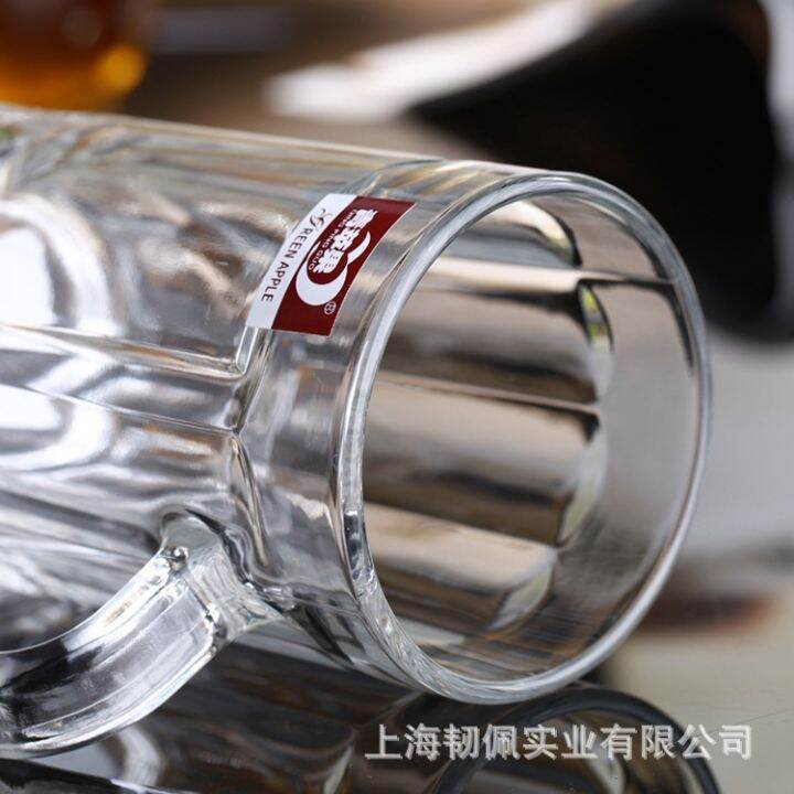 heat-resistant-transparent-thickened-glass-cup-with-handle-tie-beer-mug-oversized-tea-wholesale-can-be-customized-logo