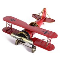 Vintage Tin Metal Airplane Model Biplane Aircraft Decor Toy Gifts