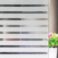 Frosted Window Film Privacy Window Sticker Non Adhesive Window Vinyl Film Removable Static Cling UV Protection Striped Pattern Window Sticker and Film