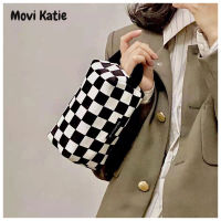 Movi เคธี่หมากรุกสีดำและสีขาวพรีเมี่ยม Tas Kosmetik ดั้งเดิมภายในกระเป๋าเก็บของแบบพกพาความจุขนาดใหญ่