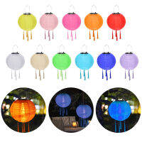 8 inch Waterproof Solar Chinese Lantern Nylon Hanging Lamp Outdoor Festival Wedding Birthday Party Decorations Light