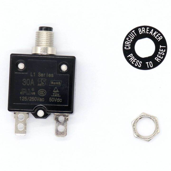 Button Circuit Breaker 50Vdc Overload Protector 530A Hand Reset