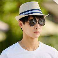 Hats Shop9 หมวกสานชาย ทรงไมเคิ้ล แต่งคาดลาย พร้อมส่ง B072