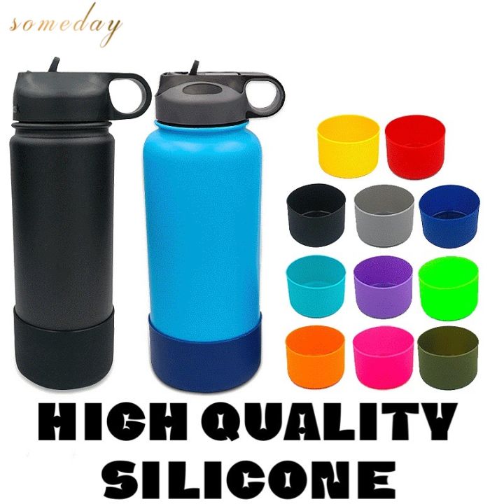 Frogued 7.5/9cm Water Bottle Bottom Cover Thick Solid Color Elastic Flexible Anti-deformed Protective Silicone Heat Resistant Bottle Sleeve Cover for