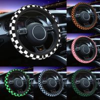 【YF】 Black And White Checkerboard Universal Steering Wheel Cover Fit for Truck Soft Car Protector Auto Accessories