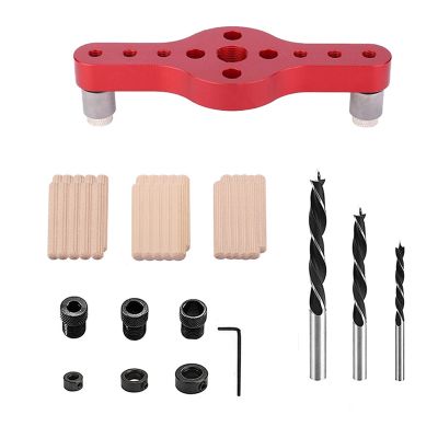 Vertical Pocket Hole Jig Drilling Locator Hole Puncher Woodworking 6/8/10mm Wood Dowelling Centering Drill Guide Kit