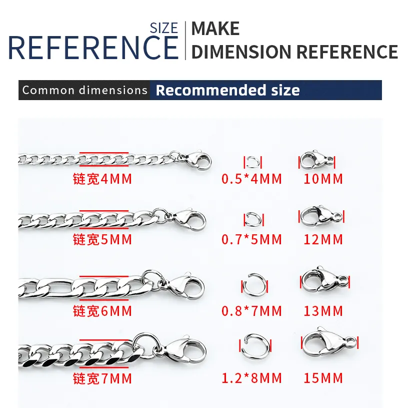 New Stainless Steel Chain For Jewelry Making Men Women Bracelets DIY Charm  Pig Nose Rolo Link